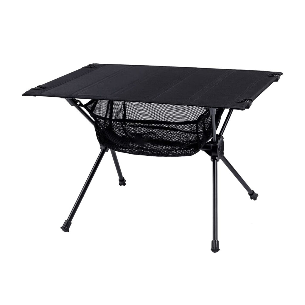 fabric-covered camping table